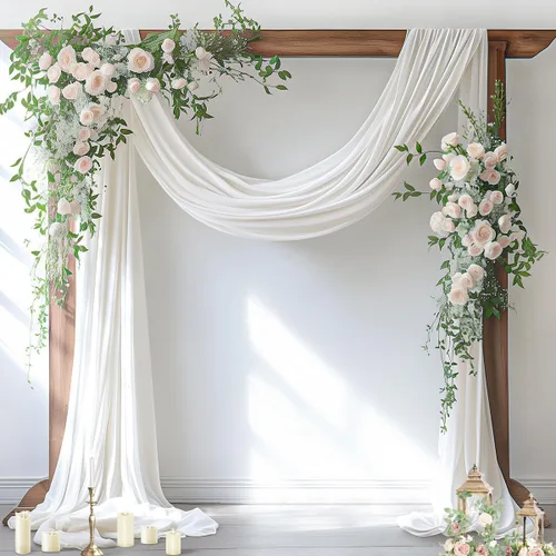 Miniatura 18 de Socomi Tela Transparente de Terracota para Decoración de Bodas Otoñales, Tela de Drapeado 29" x 20 Pies, 1 Panel, Cortina para Arco Exterior