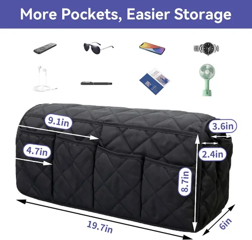 Miniatura 4 de MEHIDFY Organizador de sillón, organizador de reposabrazos de sofá impermeable, organizador de sillón reclinable antideslizante, soporte para mando