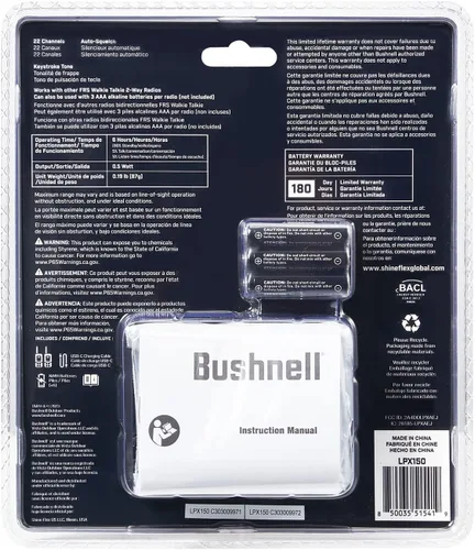 Miniatura 5 de Bushnell LPX150 Walkie Talkie Radio – Calidad fiable, diseño resistente, 0.5 W de potencia para 20 millas de alcance, radios bidireccionales