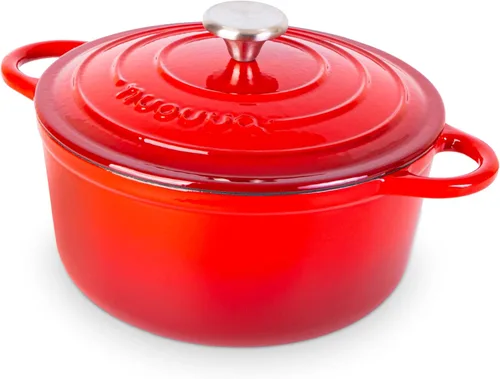 Miniatura 40 de Nuovva Olla Holandesa de Hierro Fundido Esmaltado con Tapa – Cazuela Antiadherente de 6.4 Cuartos – Resistente y Apta para Horno hasta 500°F