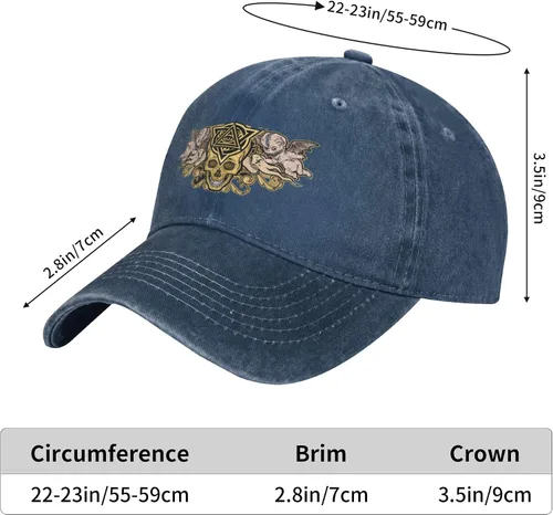 Miniatura 8 de Cowboy Hat Trendy Hats for Man and Women Djustable Four Season Outdoor Baseball Cap of Hell Skull with Angel Navy Blue
