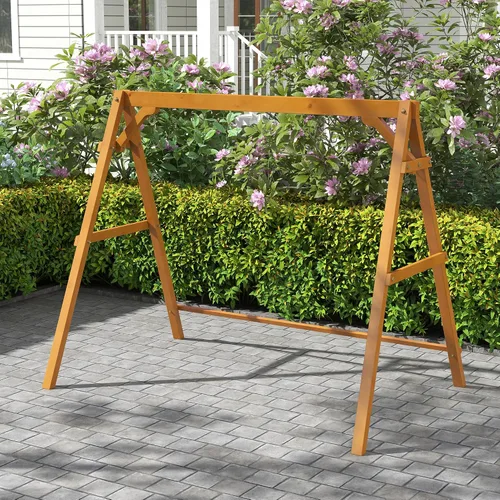 Miniatura 11 de Real Relax - Columpio de madera para el porche delantero, silla colgante de patio al aire libre de 2 plazas con portavasos, banco de asiento