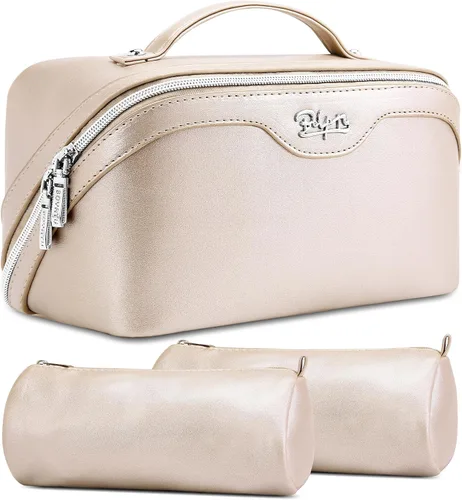 Miniatura 34 de BOYATU Bolsa organizadora de maquillaje de viaje, bolsa de cosméticos: Juego de 3 bolsas de maquillaje para mujeres con asa - Bolsas de aseo