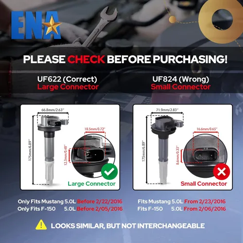 Miniatura 2 de ENA Juego de 8 bobinas de encendido 2011 2012 2013 2014 2015 2016 compatibles con Ford F150 Mustang Lobo V8 5.0L bobinas de repuesto para C1802