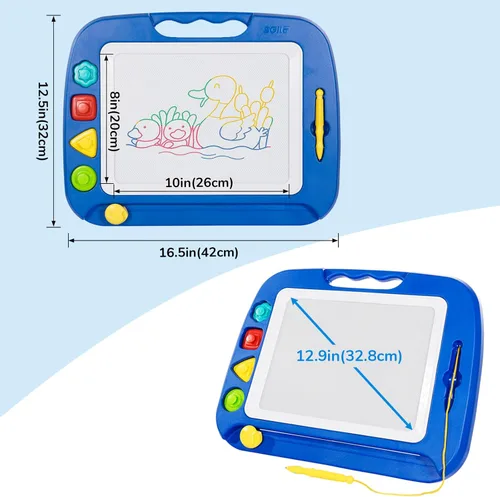 Miniatura 3 de SGILE - Pizarra magnética para dibujar grande, 4 colores, con 4 sellos, para niños pequeños, juguete educativo de aprendizaje, para niños de más