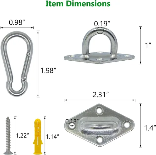 Miniatura 2 de 8 ganchos de ojo de acero inoxidable 304 de 1.8 pulgadas y 8 ganchos de acero inoxidable 304, gancho de techo de tornillo, accesorios de vela