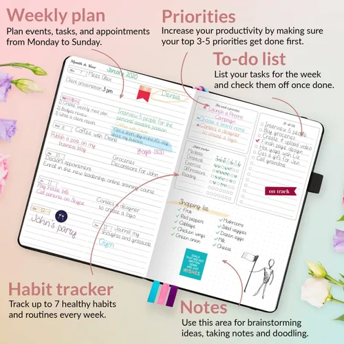 Miniatura 3 de GoGirl Agenda y organizador para mujer – Agenda semanal tamaño A5, diario de objetivos y agenda para mejorar la gestión del tiempo, la productividad