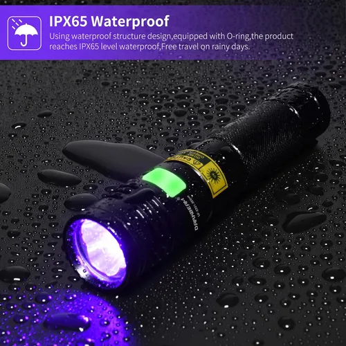 Miniatura 5 de DARKBEAM Linterna UV de 365 nm LED de luz negra, linternas ultravioleta, potente lámpara recargable USB -C Woods, resistente al agua enfocable