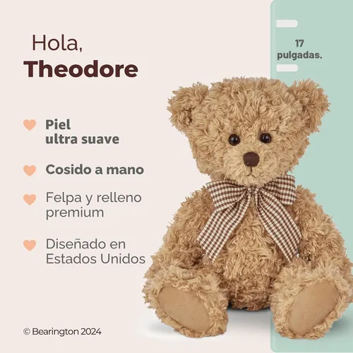 Miniatura 2 de Bearington Baby Theodore Oso de peluche afelpado, de 17 pulgadas, animal de peluche, marrón Theodore 17