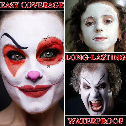 Miniatura 3 de Pintura facial de payaso negro, blanco, rojo, profesional, impermeable, kit de maquillaje de Halloween, pintura facial de payaso, cosplay, bromista