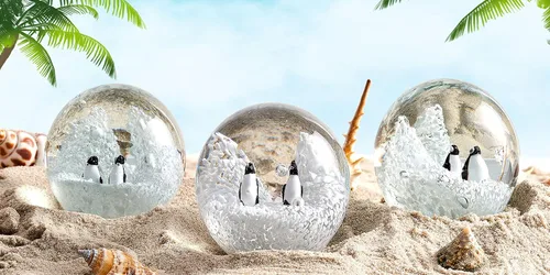 Miniatura 5 de EUSTUMA Pisapapeles de pingüino de vidrio soplado a mano, adorno de animales marinos para acuario de peces, colección de animales marinos