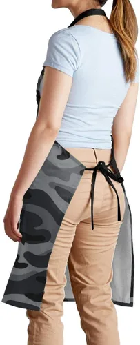 Miniatura 3 de Delantal impermeable gris camuflaje camuflaje para adultos babero de chef con bolsillo espacioso para cocina, barbacoa, manualidades, dibujo