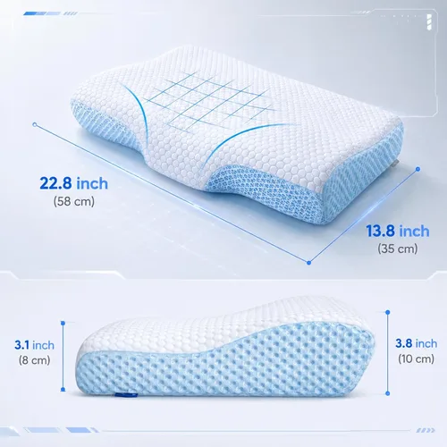 Miniatura 2 de DR.DREAM Almohada de espuma viscoelástica – Almohada cervical ergonómica de contorno para soporte del cuello, almohada de cama transpirable