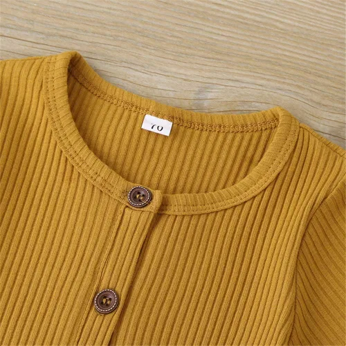 Miniatura 5 de Conjunto de pantalones cortos acanalados para bebé y niña, de punto y pantalones cortos de cordón sólido, ropa de verano