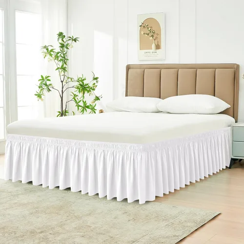 Miniatura 2 de Biscaynebay - Faldón de cama envolvente Queen de 17 pulgadas, con volantes, elástico, ajustable, blanco, fácil ajuste, resistente a las arrugas y a