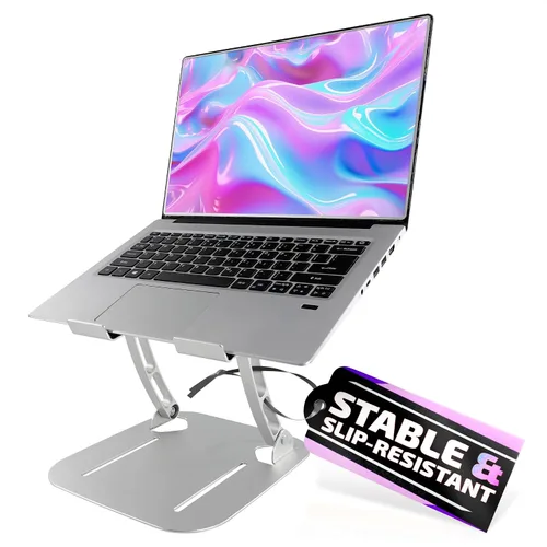Soporte de computadora portátil ajustable en altura y ángulo para computadora portátil - Soporte de computadora portátil para escritorio con ranuras