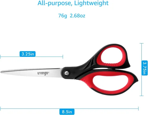 Miniatura 2 de LIVINGO Tijeras de 8.5 pulgadas para todo uso, paquete de 3 tijeras de hoja ultra afiladas, tijeras ergonómicas profesionales de agarre cómodo