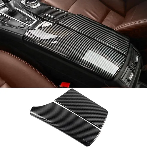 para BMW Serie 5 E60 E61 F10 F11 G30 G32 2004-2021 Cubierta de Caja de Reposabrazos de Coche Color Fibra de Carbono Caja de Consola Central Panel