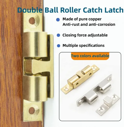 Miniatura 8 de Rodillo de tensión de doble bola ajustable de latón chapado en cromo de 2.756 in, pestillo sólido para yates marinos y casas rodantes, pestillo