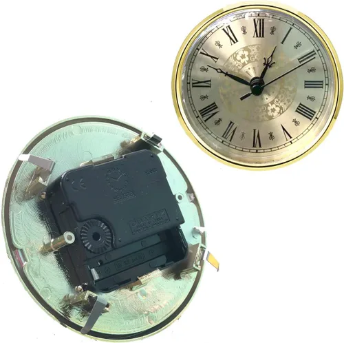 Miniatura 5 de HILLHOME Mini reloj de cuarzo redondo de 4.3 pulgadas (4.331 in), movimiento de ajuste, reloj en miniatura, esfera dorada, bisel en tono dorado