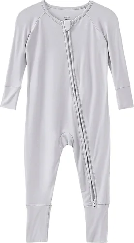 Miniatura 47 de Pijama de viscosa de bambú sin pies para niños y niñas, pijamas con cremallera para dormir y jugar, mameluco - 0-24 meses