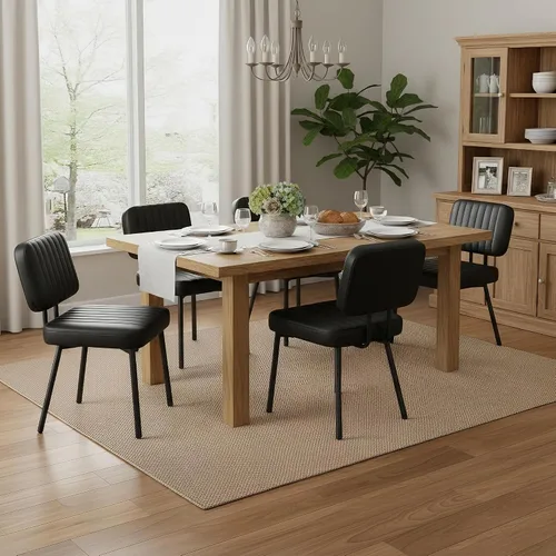 Miniatura 3 de Sillas de comedor, tapizadas de mediados de siglo, modernas sillas decorativas para cocina, comedor con asiento acolchado de piel sintética y patas