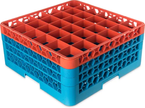 Miniatura 99 de Carlisle FoodService Products RG9-214 OptiClean Estante de vidrio con 9 compartimentos con 2 extensores, 7.12 pulgadas, polipropileno, azul
