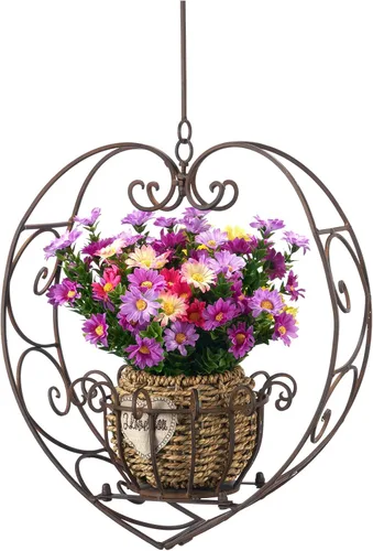Miniatura 9 de Soporte para plantas colgantes de 39.7 pulgadas, maceta de corazón de metal, macetas colgantes para patio, porche, dormitorio, decoración de sala