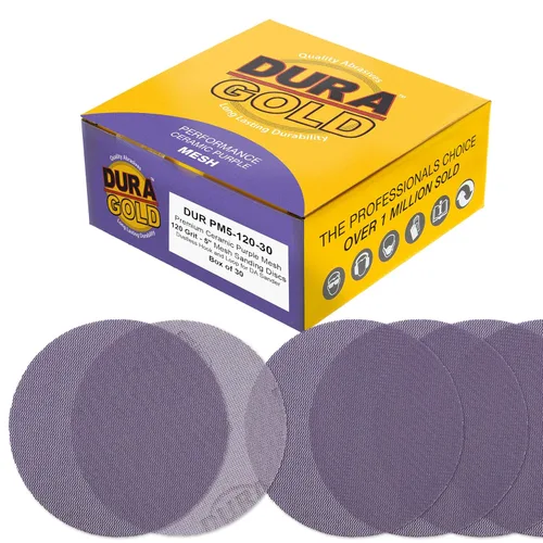 Miniatura 14 de Dura-Gold Discos de lijado de malla de cerámica púrpura de grano 180 de 5 pulgadas, caja de 30 – Papel de lija sin polvo con respaldo de gancho