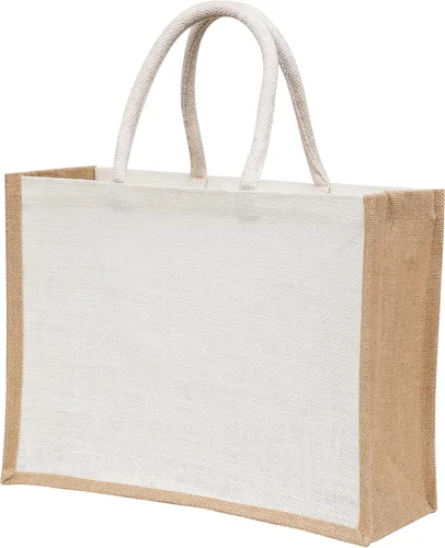 Miniatura 3 de Paquete de 2 bolsas grandes de yute con asas de 15.8 x 11.9 x 5.9 pulgadas, bolsas de regalo de arpillera reutilizables para compras, playa, bodas