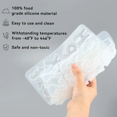 Miniatura 5 de Molde para llavero del alfabeto, moldes de silicona para llavero de letra invertida con agujeros, molde de resina epoxi del alfabeto para bricolaje