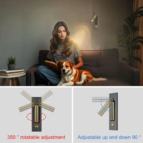 Miniatura 3 de Lámpara LED para dormitorio, lámpara de pared para cabecero, luz de lectura de mesita de noche, lámparas de pared con interruptor de pulsador