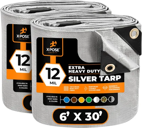 Miniatura 123 de Lona protectora Xpose Safety multiusos, de poliéster blanco, resistente, resistente al agua, resistente a la intemperie, resistente a rasguños