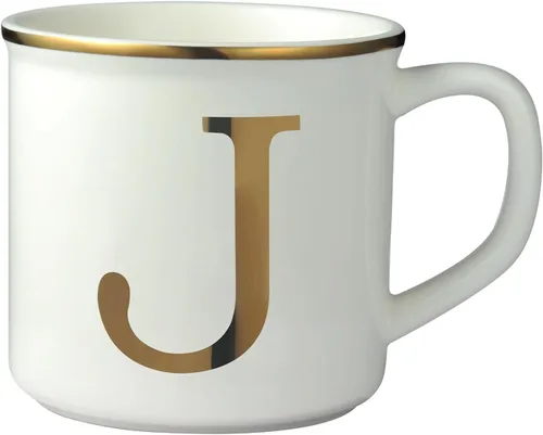 Miicol Taza de café de cerámica de 16 onzas, taza de café con monograma, taza de té con inicial dorada, taza de té personalizada, regalo único, taza