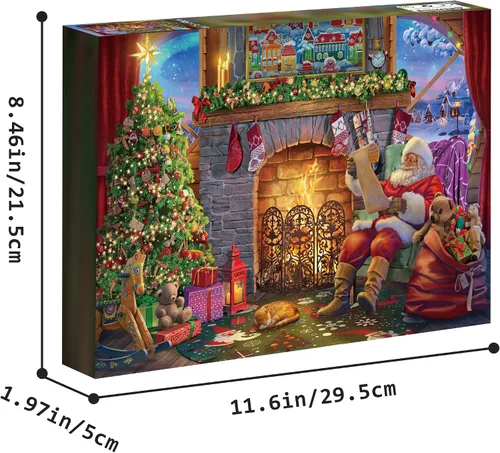 Miniatura 7 de Becko US Rompecabezas de madera para adultos, rompecabezas de 1000 piezas para adultos, Santa Claus en la chimenea, lista de deseos de Santa Claus