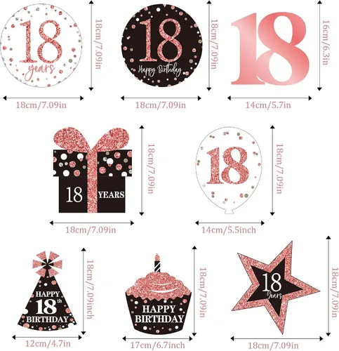 Miniatura 2 de Blulu 30 piezas de decoraciones de cumpleaños número 18 para niñas, remolinos colgantes de cumpleaños de oro rosa, decoraciones de techo, espirales