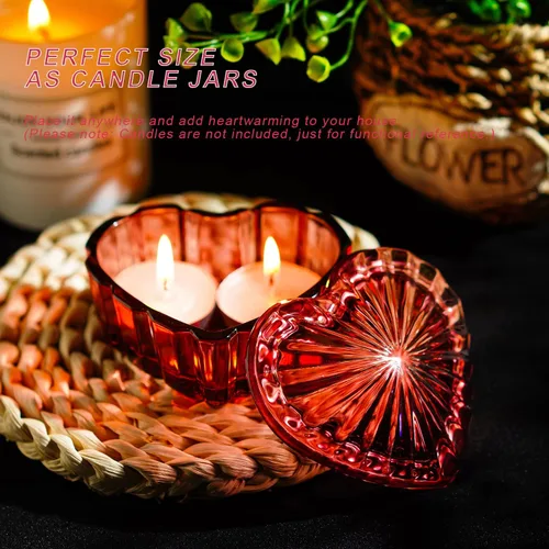 Miniatura 5 de kanpura Joyero de cristal en forma de corazón, caja de dulces con tapa, caja de almacenamiento para aretes, collar, pecho, caja de almacenamiento