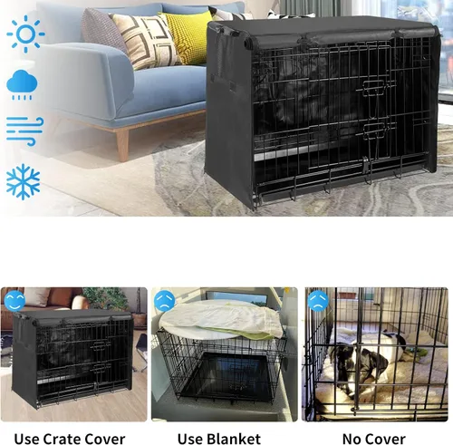 Miniatura 4 de Funda para jaula de perro de 48 pulgadas, funda grande para jaulas con 1, 2, 3 puertas, tela Oxford 600D impermeable para interiores y exteriores