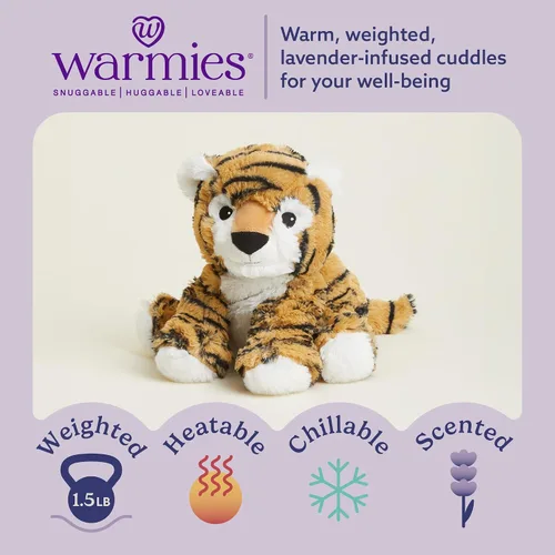 Miniatura 2 de warmies Animales de Peluche con Peso y Aptos para Microondas, Tigre - Animal de Peluche Térmico para Calidez y Comodidad - Lindos Juguetes de Felpa