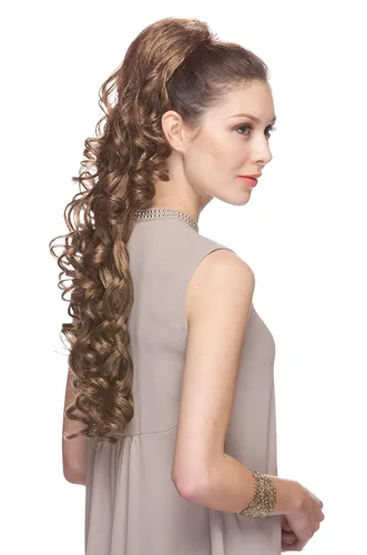 Sexy Ponytail Color 1B Off Black - Pelucas sepia 29.9 in largo capas cordón rizado calor sintético princesa pony pieza de pelo Ariana Cola de