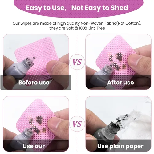 Miniatura 5 de 540 toallitas de uñas sin pelusas, toallitas con pegamento para extensiones de pestañas, súper absorbentes, suaves y no tejidas, toallitas Rosa