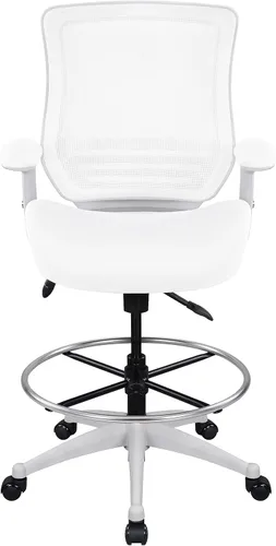 Miniatura 3 de BOLISS Silla de dibujo ergonómica de malla de 400 libras, silla de oficina alta, silla de escritorio de pie, reposabrazos ajustable en altura, Blanco