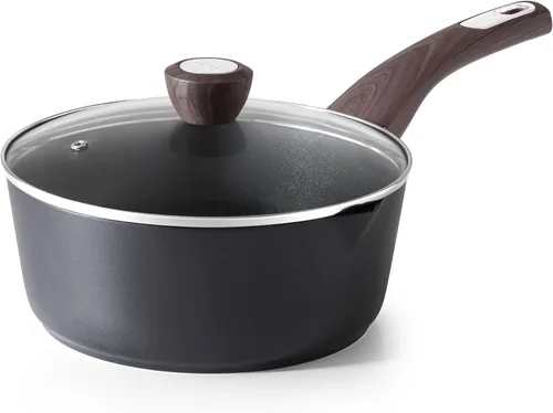 Miniatura 10 de SENSARTE - Cacerola antiadherente de cerámica con tapa, olla pequeña de 2.0 cuartos de galón, olla de cocina blanca con asa que no se calienta, olla