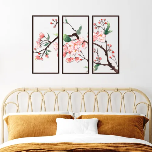 Miniatura 2 de Resama 3 piezas de arte de pared de metal, flores colgantes de flores, escultura de pared de metal rústico 2D para sala de estar, dormitorio