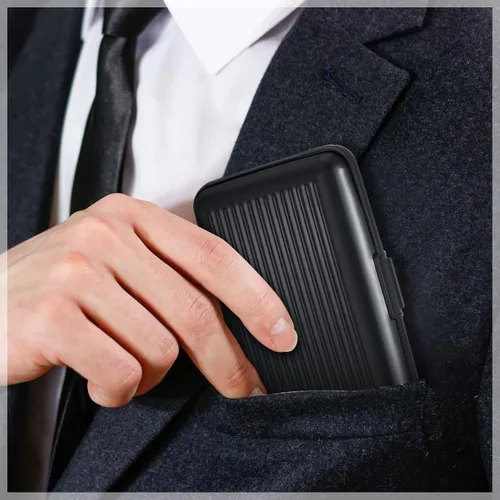 Miniatura 4 de Cartera de aluminio para tarjetas de crédito, 24 unidades, delgada, mini bloqueo RFID, protector de tarjetas de crédito, funda rígida para tarjetas