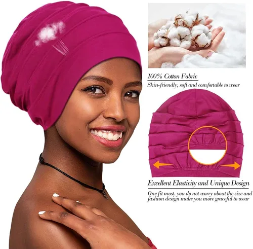 Miniatura 2 de Kisumthy 2 gorros de algodón holgados para quimioterapia, gorro de quimioterapia, sombreros de cáncer para mujeres con pérdida de cabello