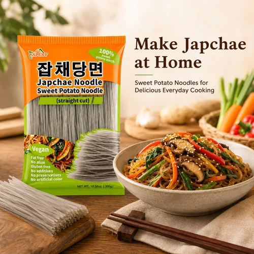 Miniatura 7 de APEXY Fideos de vidrio de batata corte recto, fideos japchae, pasta de fideos coreanos, sin grasa y sin gluten, 100% almidón de batata, sin