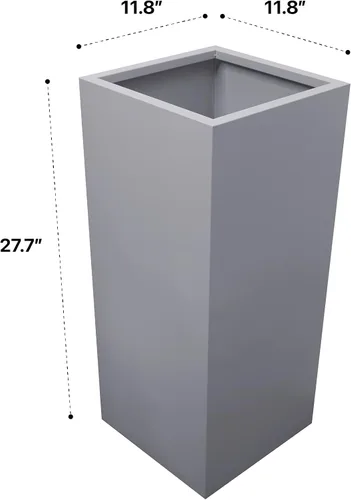 Miniatura 4 de Maceta metálica galvanizada moderna para interiores y exteriores con drenaje (12 x 12 x 28 pulgadas, gris)