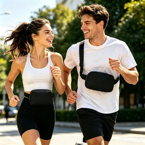 Miniatura 2 de Bolsa de Cintura Mini Negra Riñonera para Mujeres y Hombres, Riñonera Pequeña de Moda, Bolsa Cruzada para Cintura para Correr, Senderismo, Jogging
