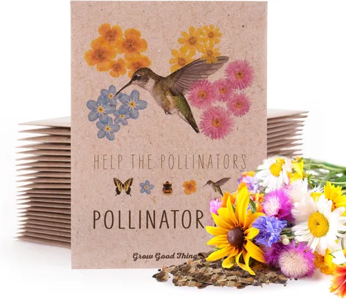 Bentley Mezcla de Flores Silvestres, Paquetes Prellenados para Colibríes, 25 Paquetes de Flores Anuales, Regalo Ecológico Perfecto para Jardineros